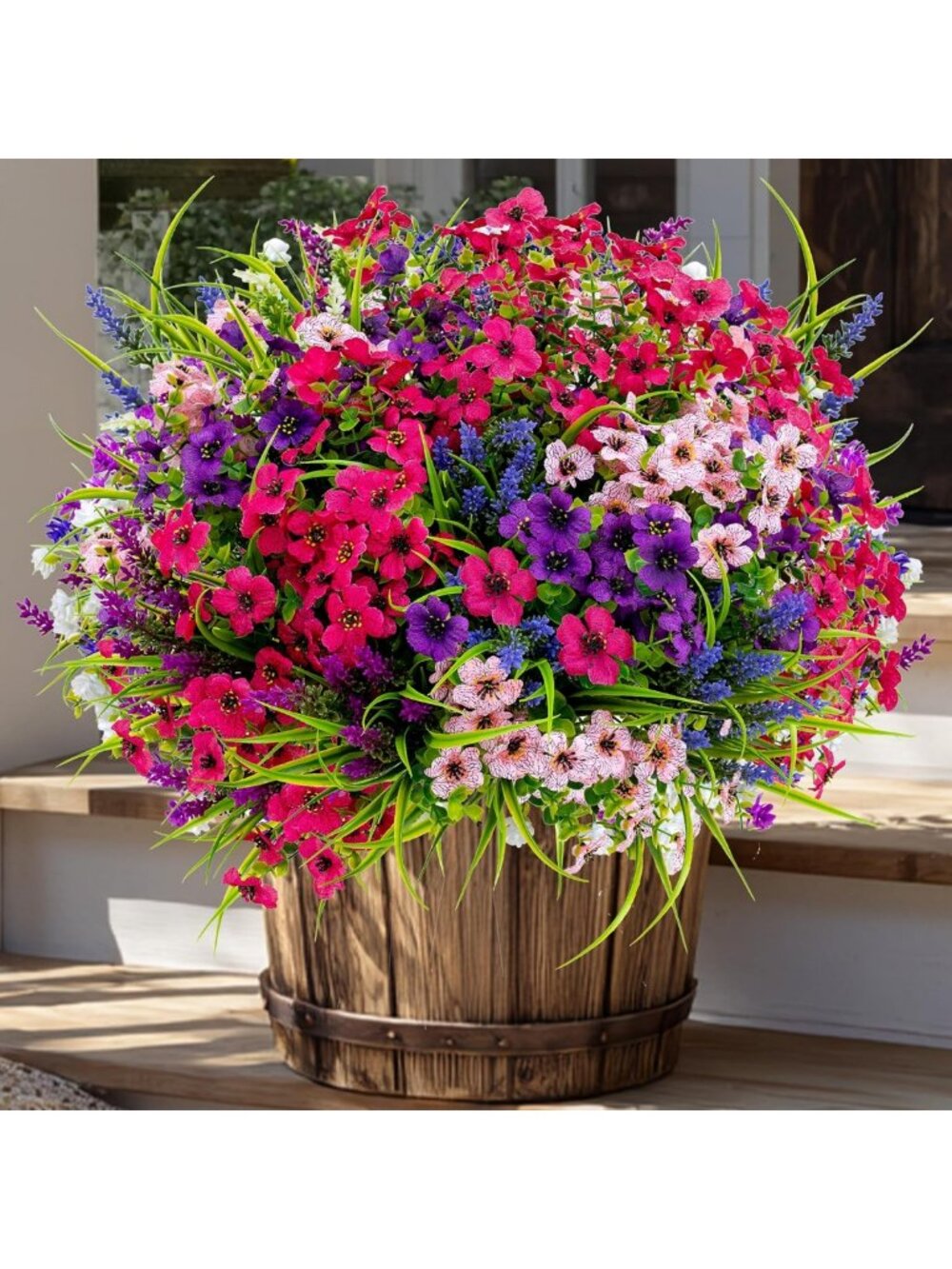 16 Bundles UV Resistant Artificial Flowers - Faux Plants for Garden, Patio